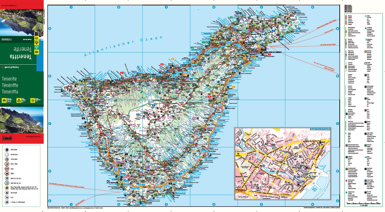 Tenerife – veikart (lommeformat, flerspråklig) – kartutsnitt