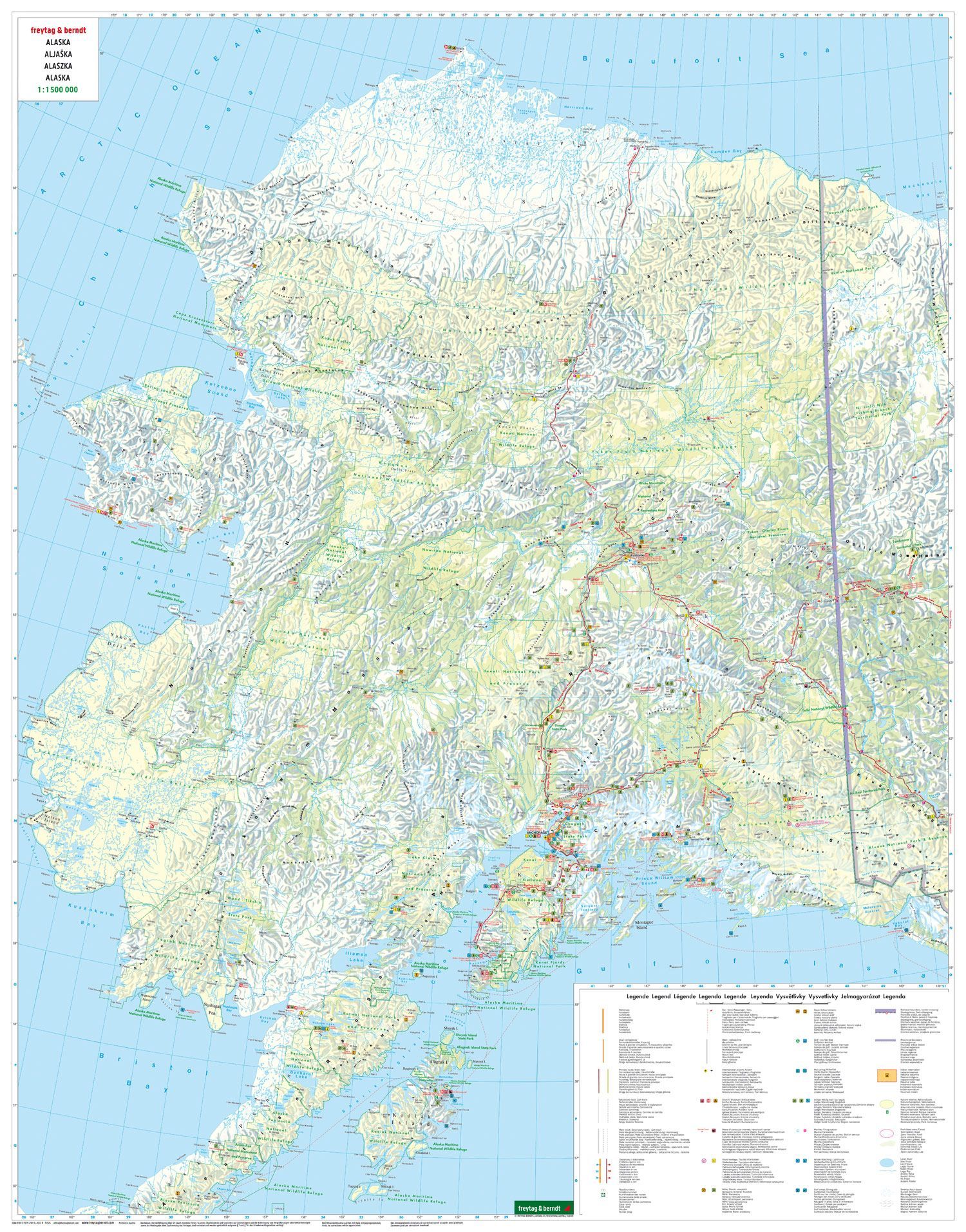 Alaska – veikart (flerspråklig) – kartutsnitt