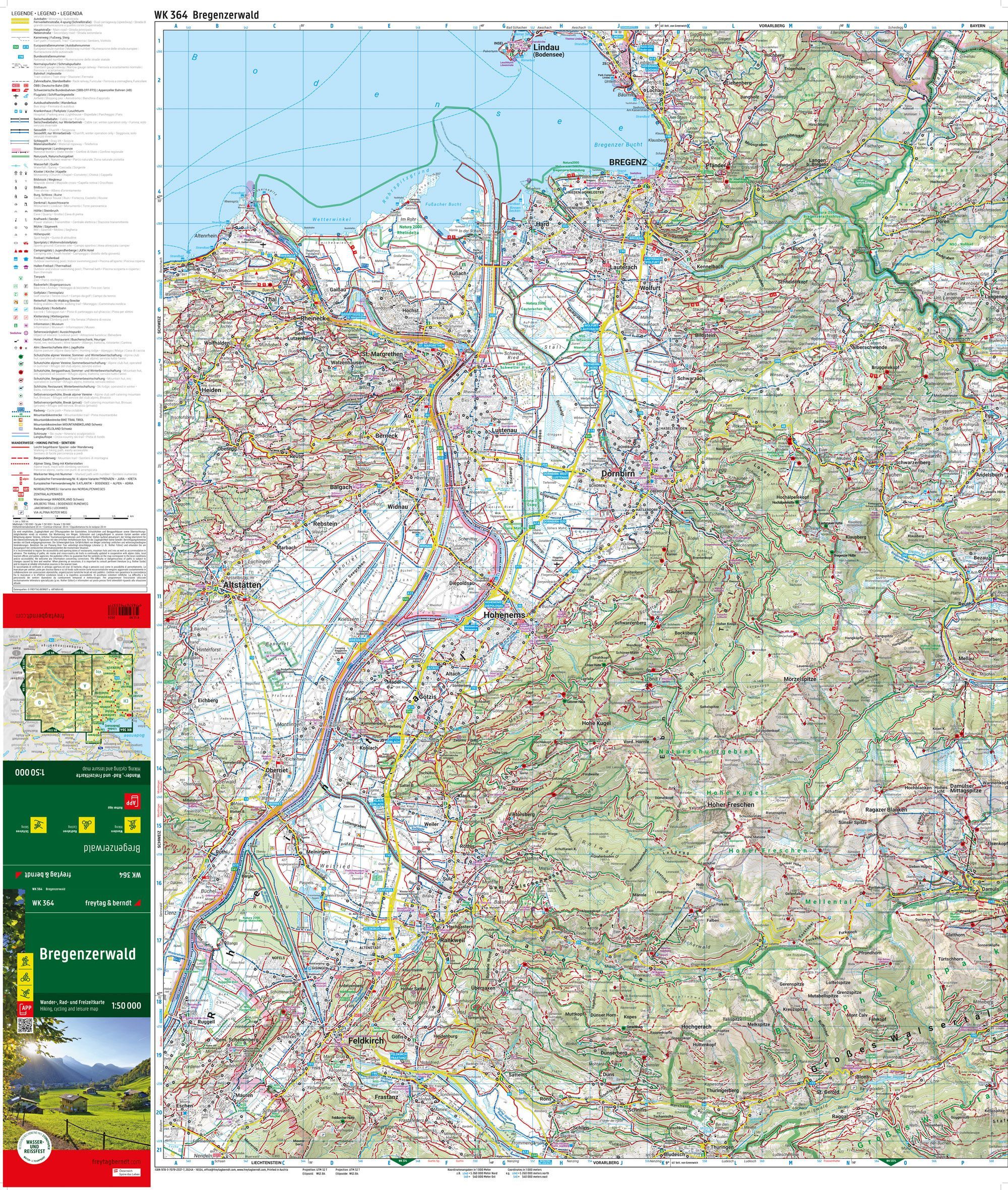 Bregenzerwald – turkart 1:50 000 (vannfast) – kartutsnitt