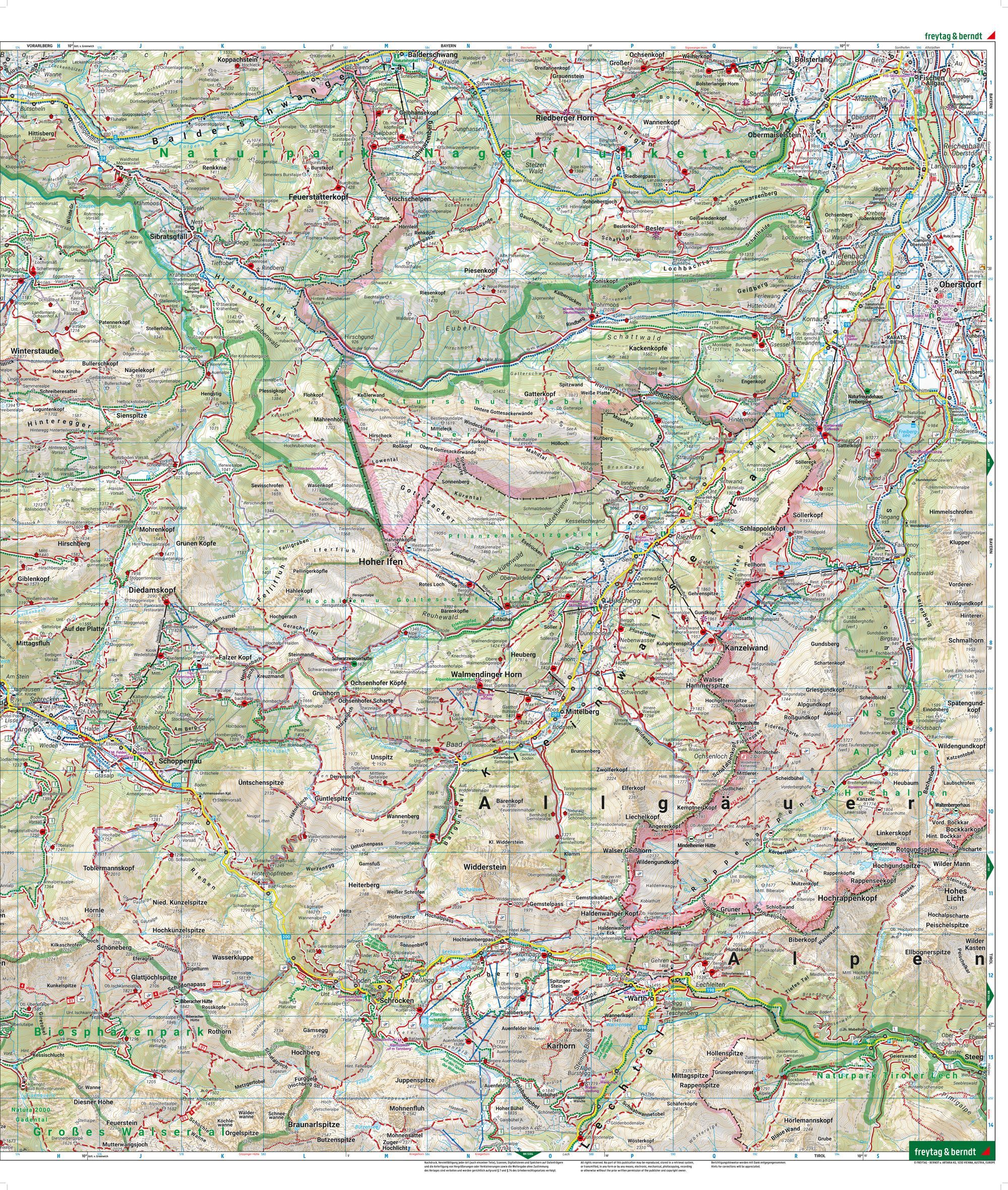 Kleinwalsertal, Lech og Damüls – turkart 1:35 000 (vannfast) – kartutsnitt