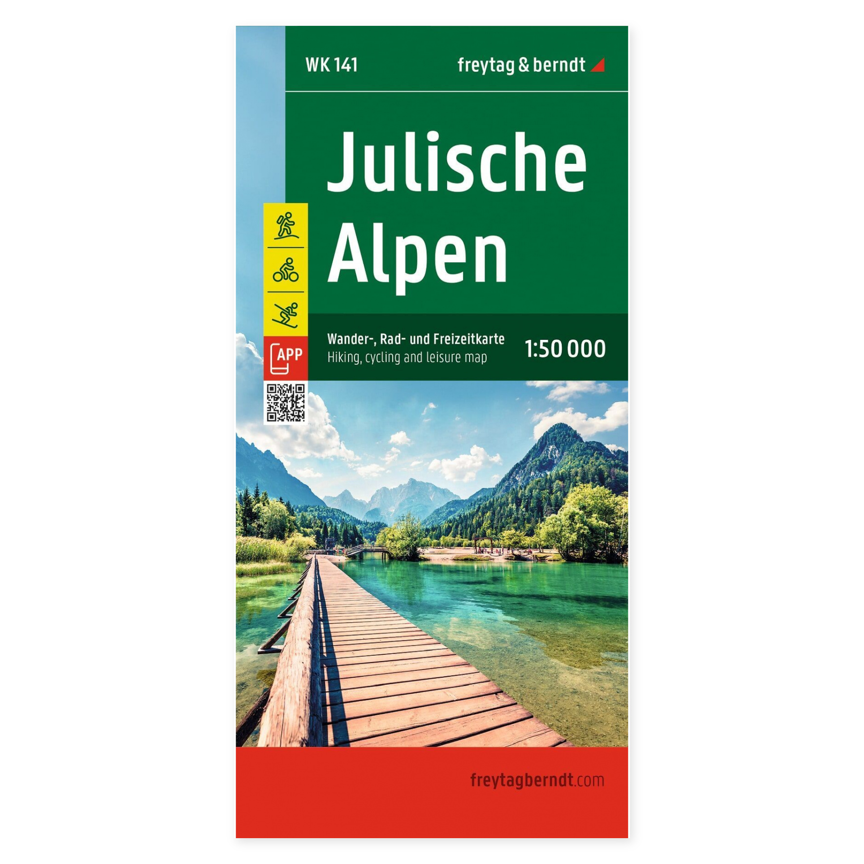 Freytag & Berndt turkart over Juliske Alpene i Slovenia og Italia, målestokk 1:50 000