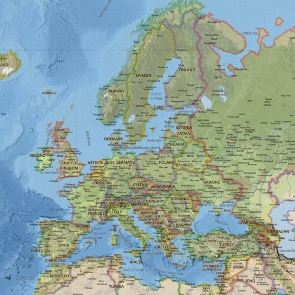 Pl@net Map World map with countries and capitals | Poster, plate or framed