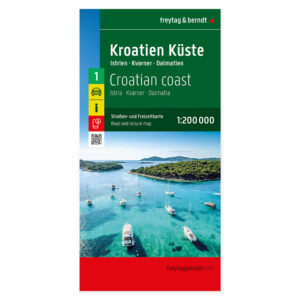 Veikart over Kroatias kyst med Istria, Kvarner og Dalmatia
