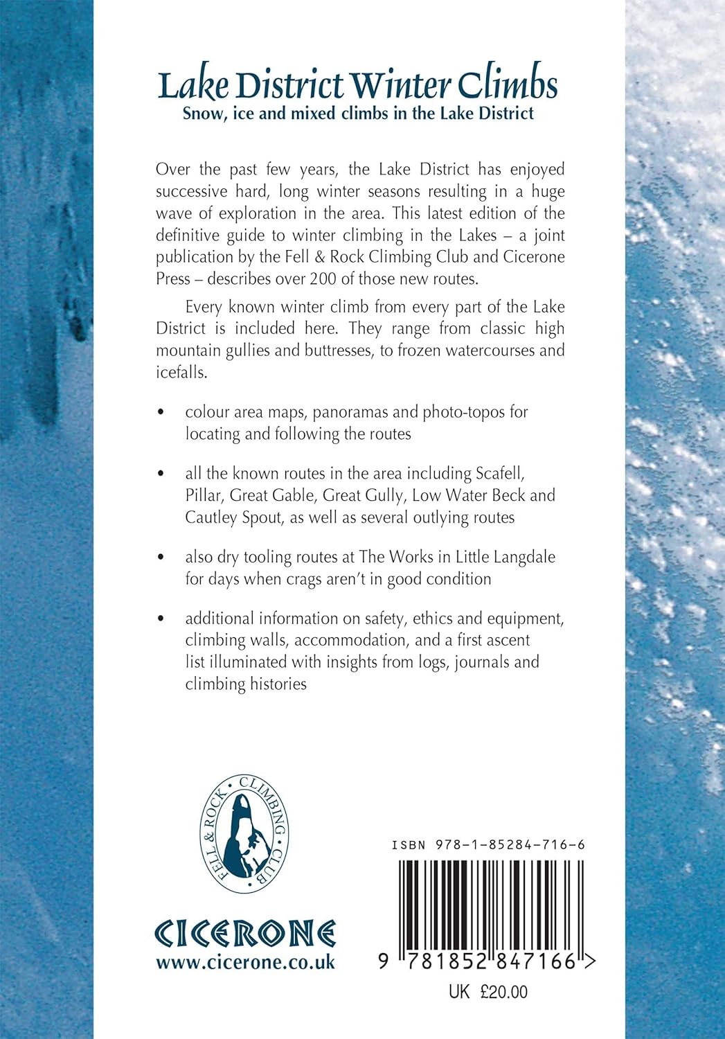 Back cover of Lake District Winter Climbs
