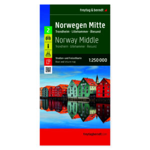 Veikart over Midt-Norge med Trondheim, Lillehammer og Ålesund