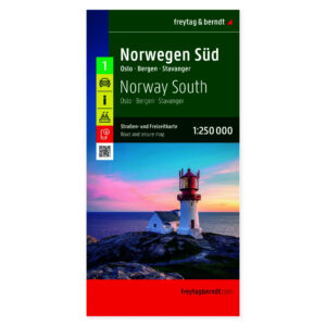 Veikart over Sør-Norge med Oslo, Bergen og Stavanger
