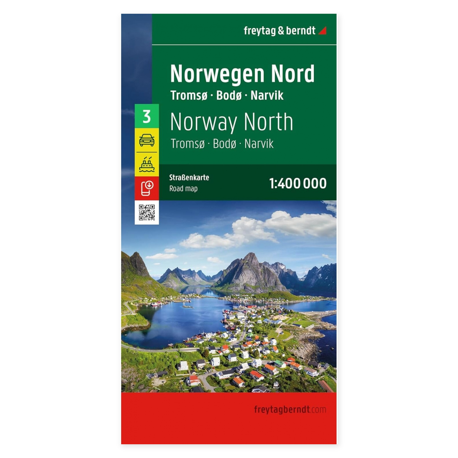 Veikart over Nord-Norge med Tromsø, Bodø og Narvik