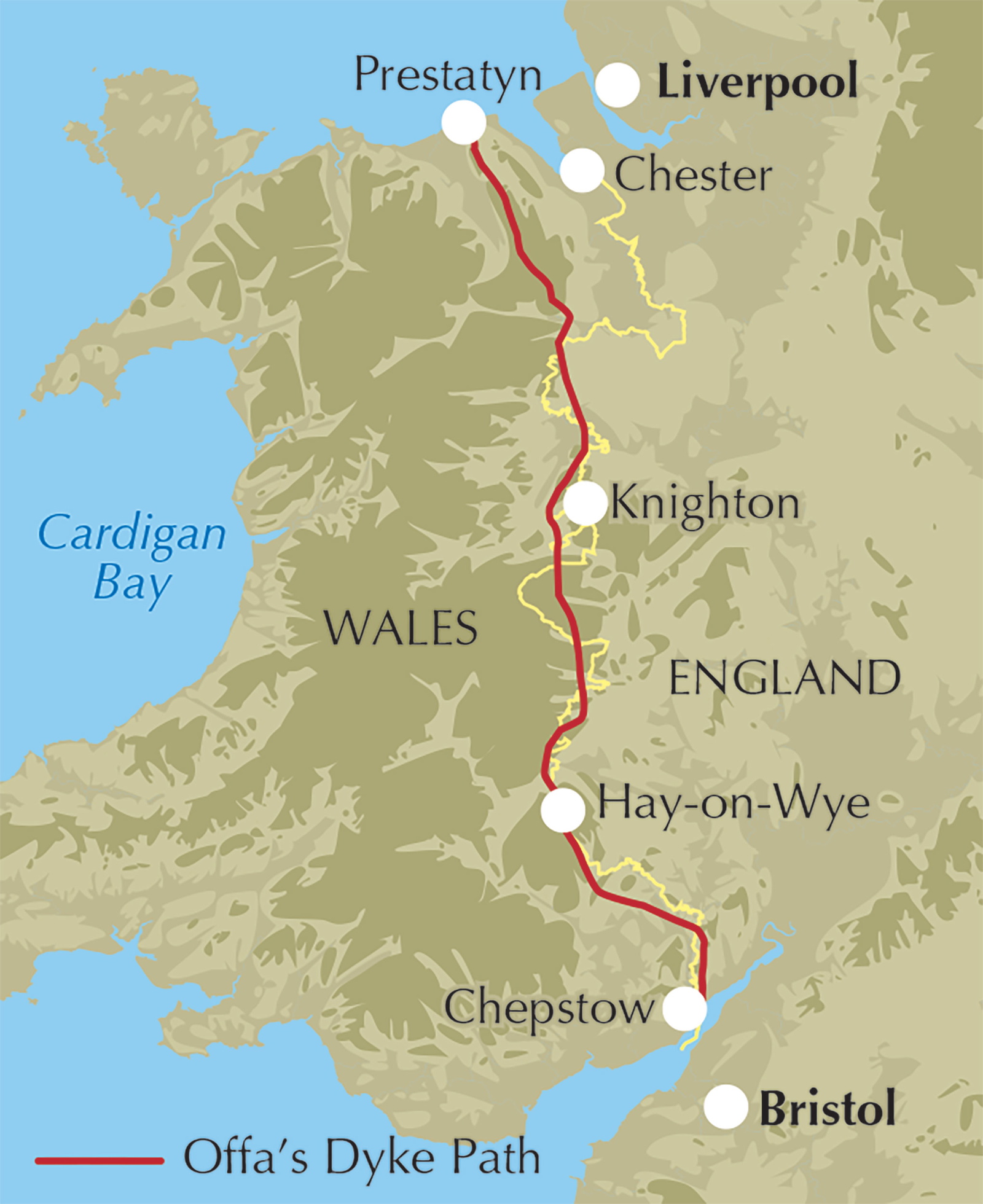 Offa's Dyke Path Trail Map – bla i boken