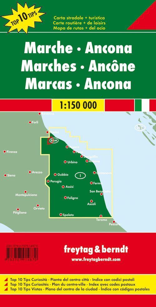 Marche og Ancona – veikart (flerspråklig) – bakside