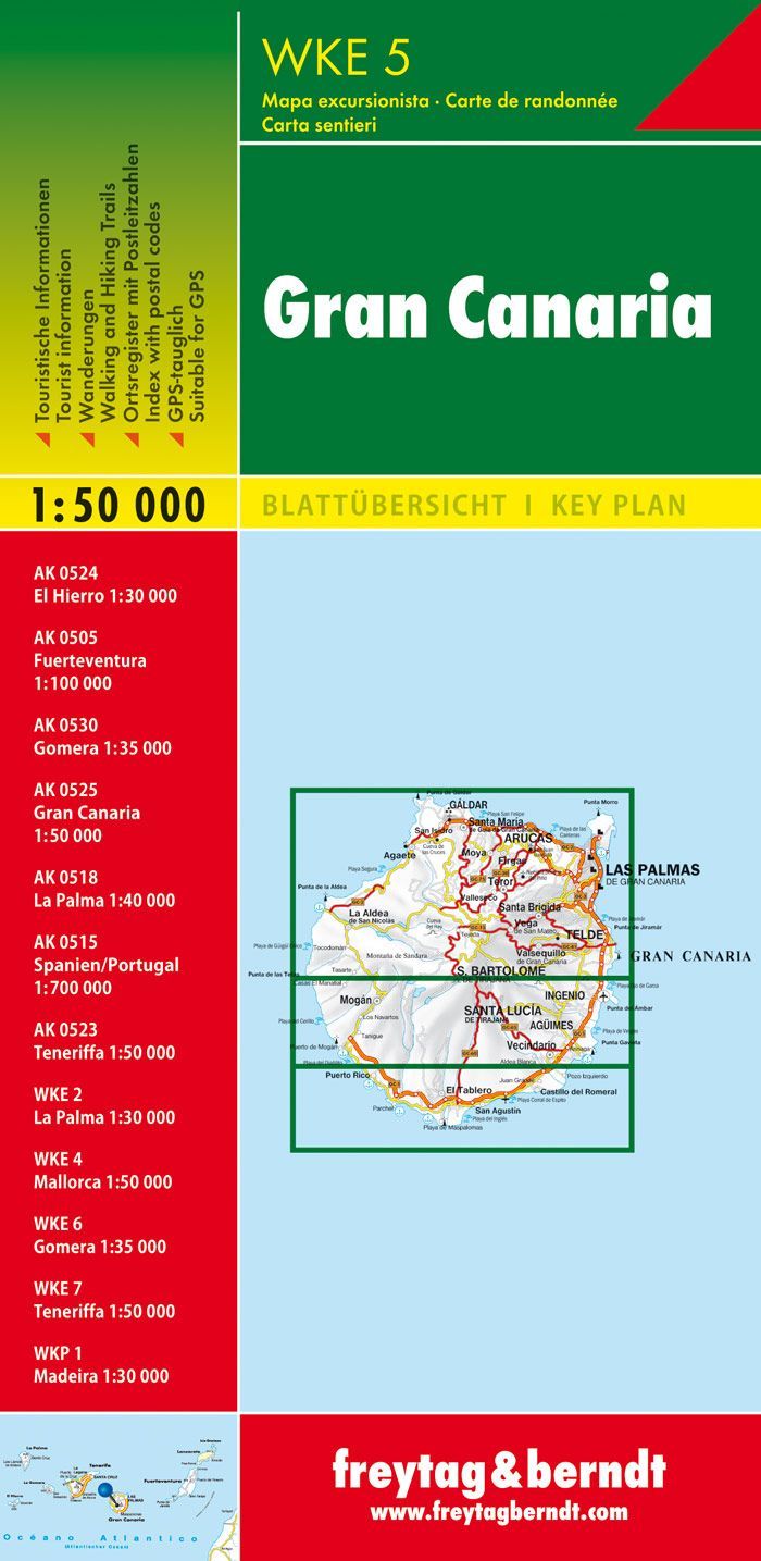 Gran Canaria – turkart 1:50 000 (flerspråklig) – bakside
