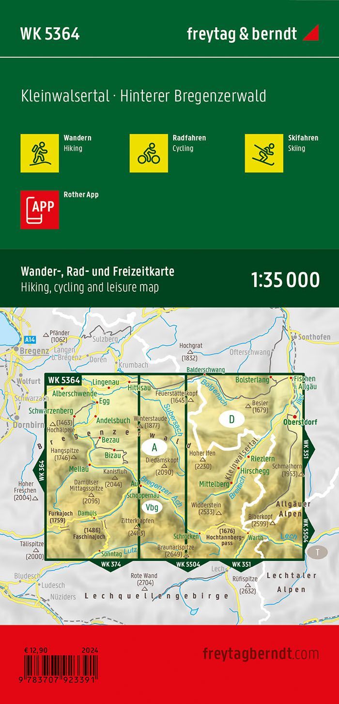 Kleinwalsertal, Lech og Damüls – turkart 1:35 000 (vannfast) – bakside