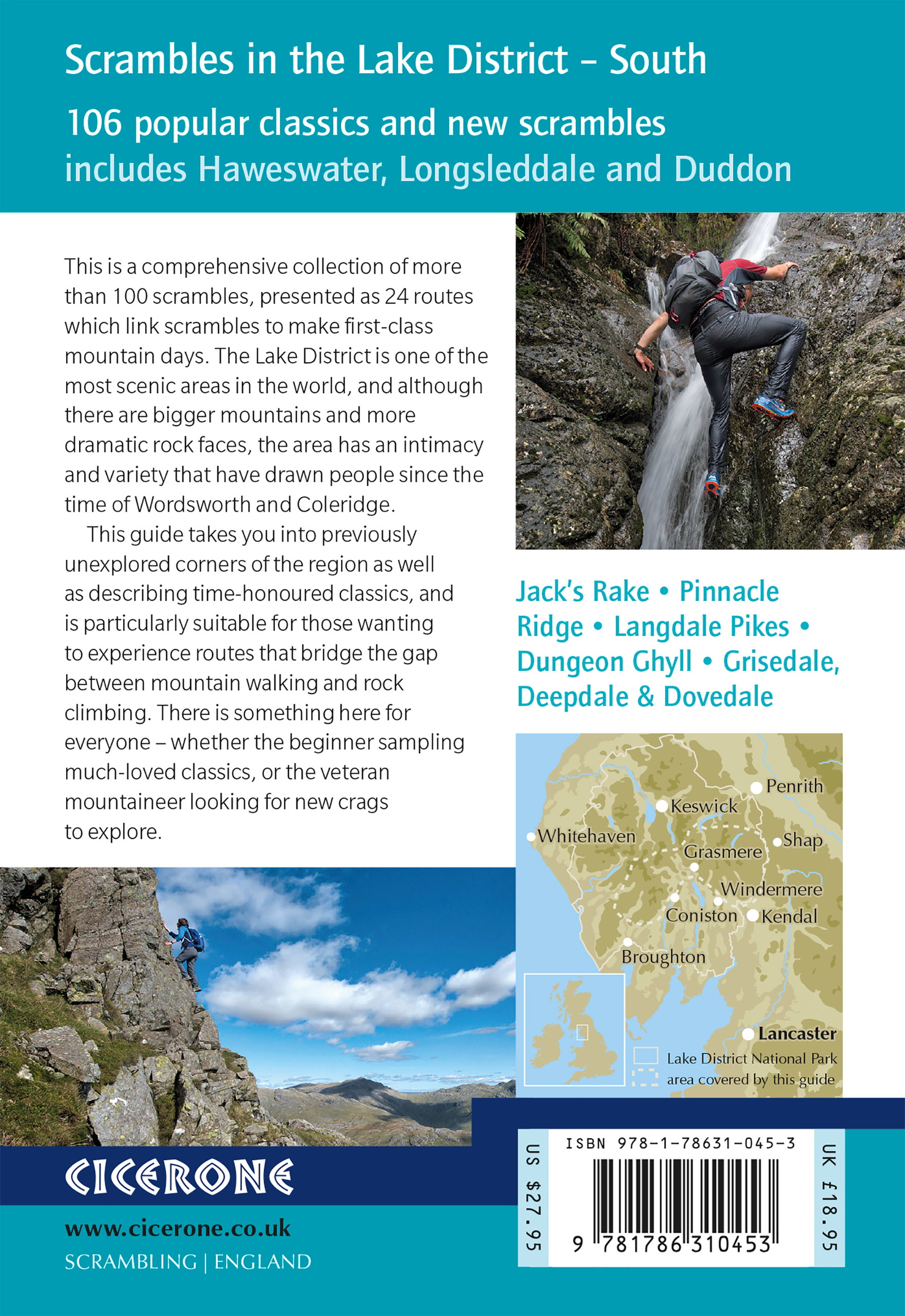 Back cover of Scrambles in the Lake District - South