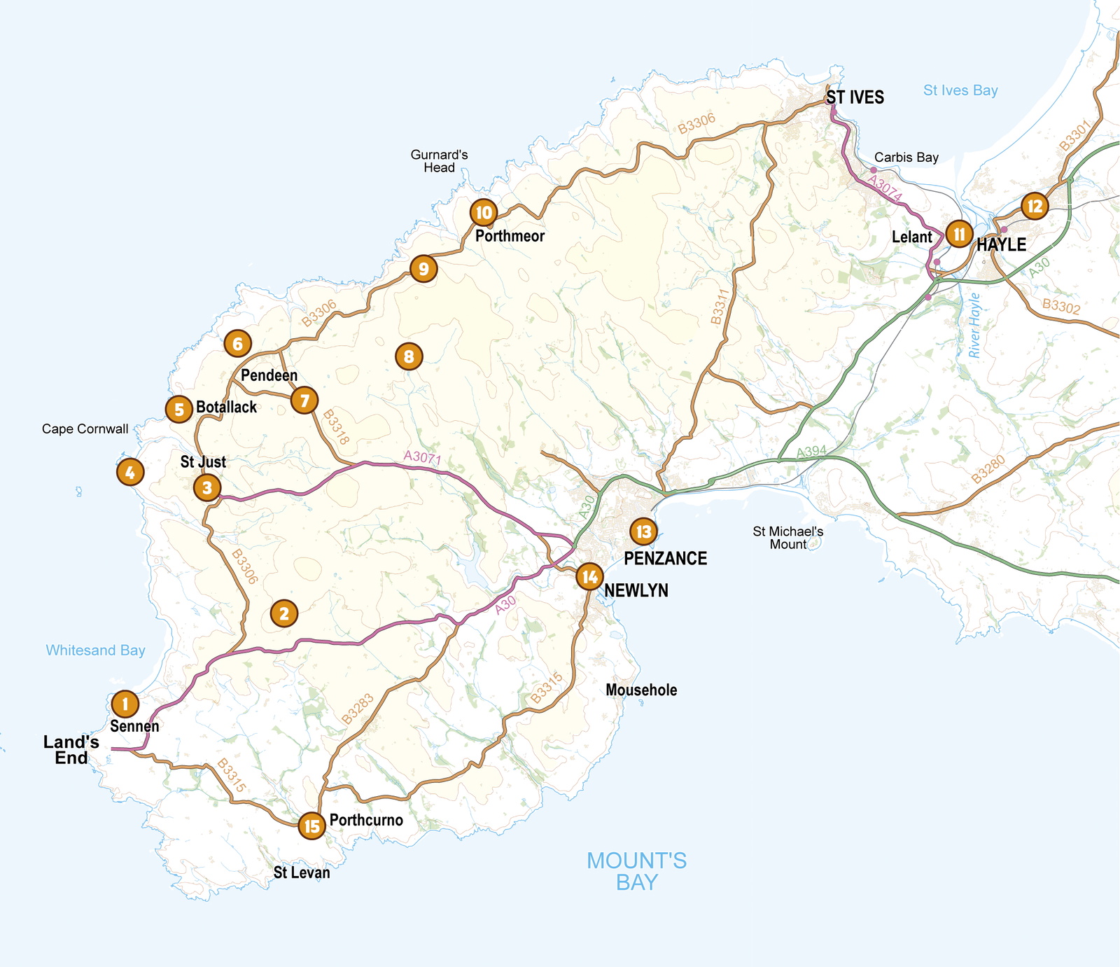 Short Walks in Cornwall: Land's End and Penzance – bla i boken