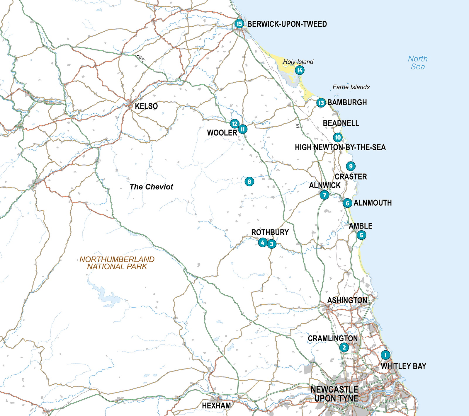 Short Walks in Northumberland: Wooler, Rothbury, Alnwick and the coast – bla i boken