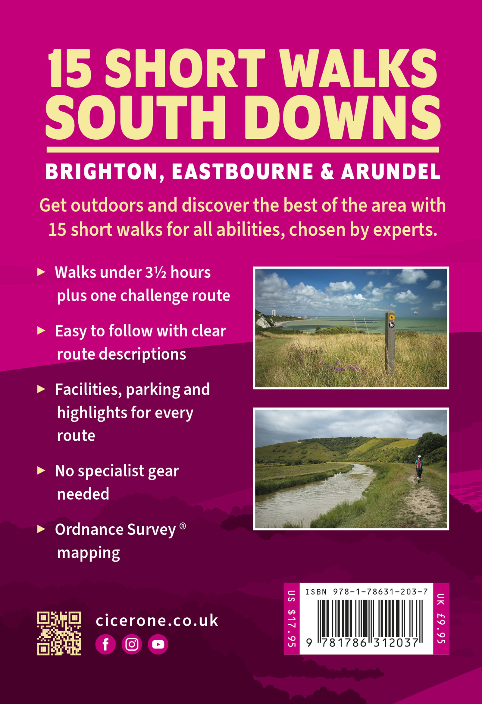 Back cover of Short Walks in the South Downs: Brighton, Eastbourne and Arundel