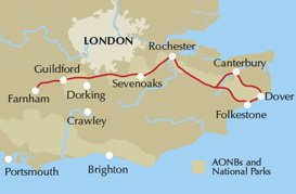 The North Downs Way – bla i boken