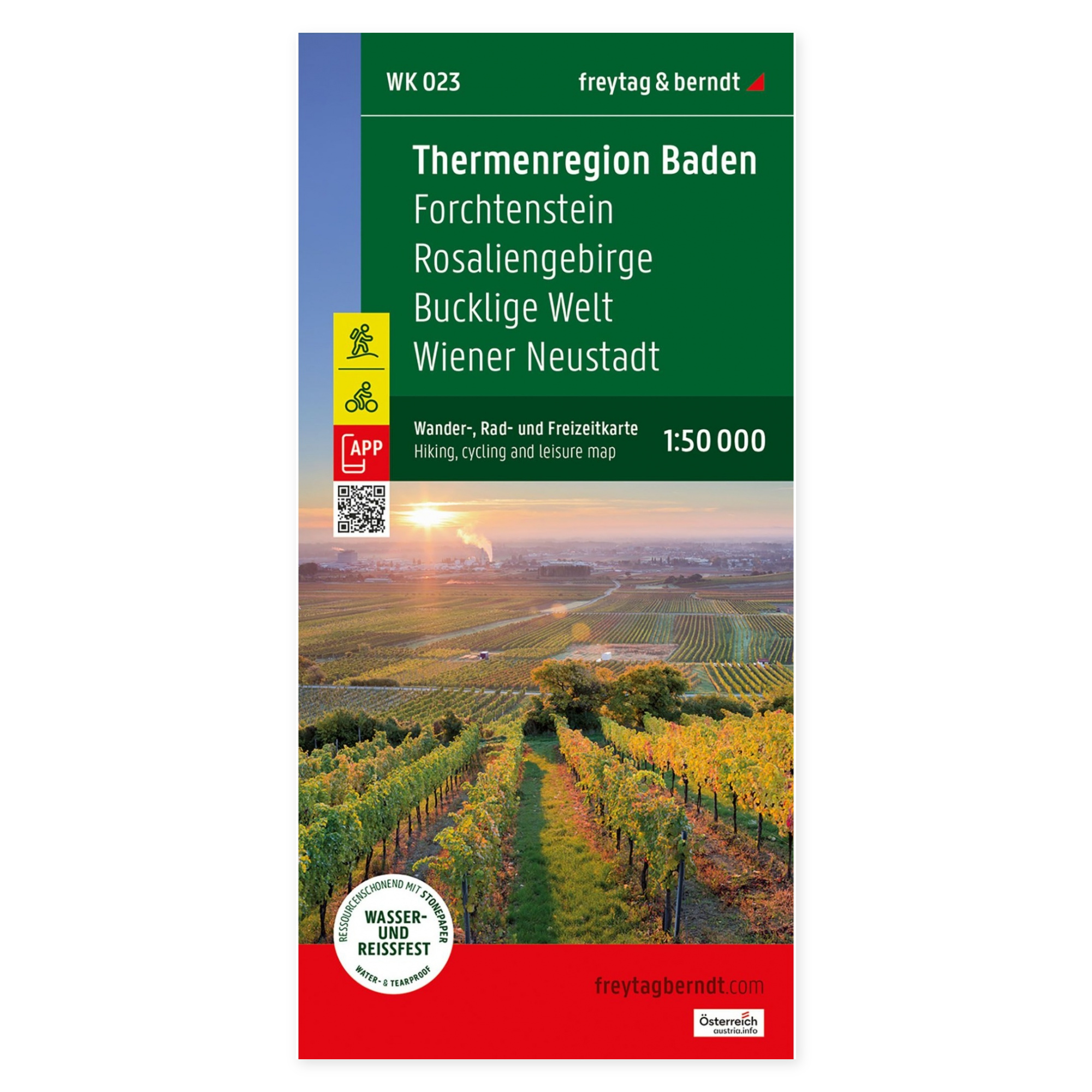 Veikart over Thermenregion Baden fra freytag & berndt