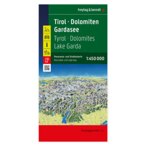 Panorama- og veikart over Tirol, Dolomittene og Gardasjøen i målestokk 1:450 000 fra freytag & berndt