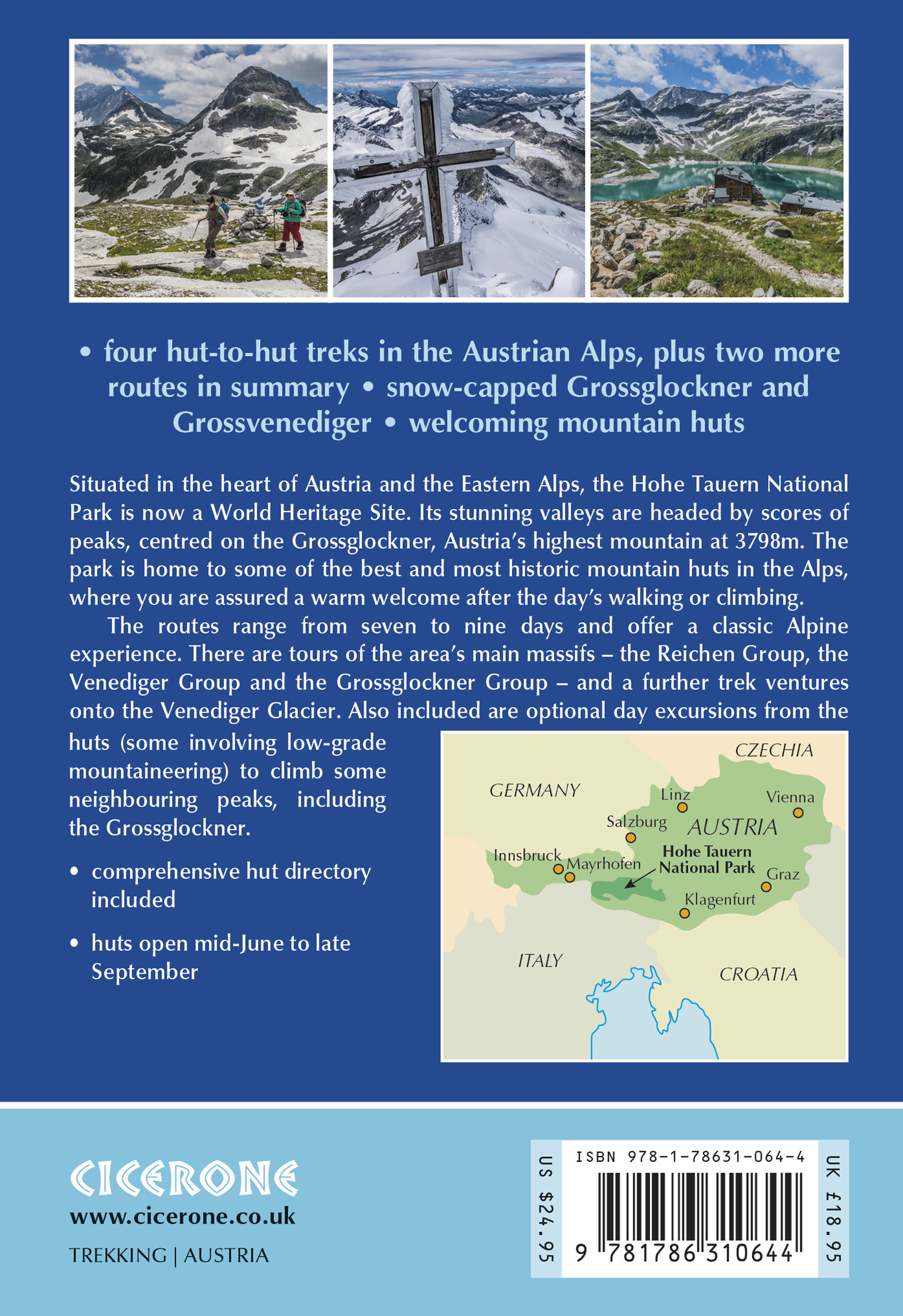 Back cover of Trekking in Austria's Hohe Tauern