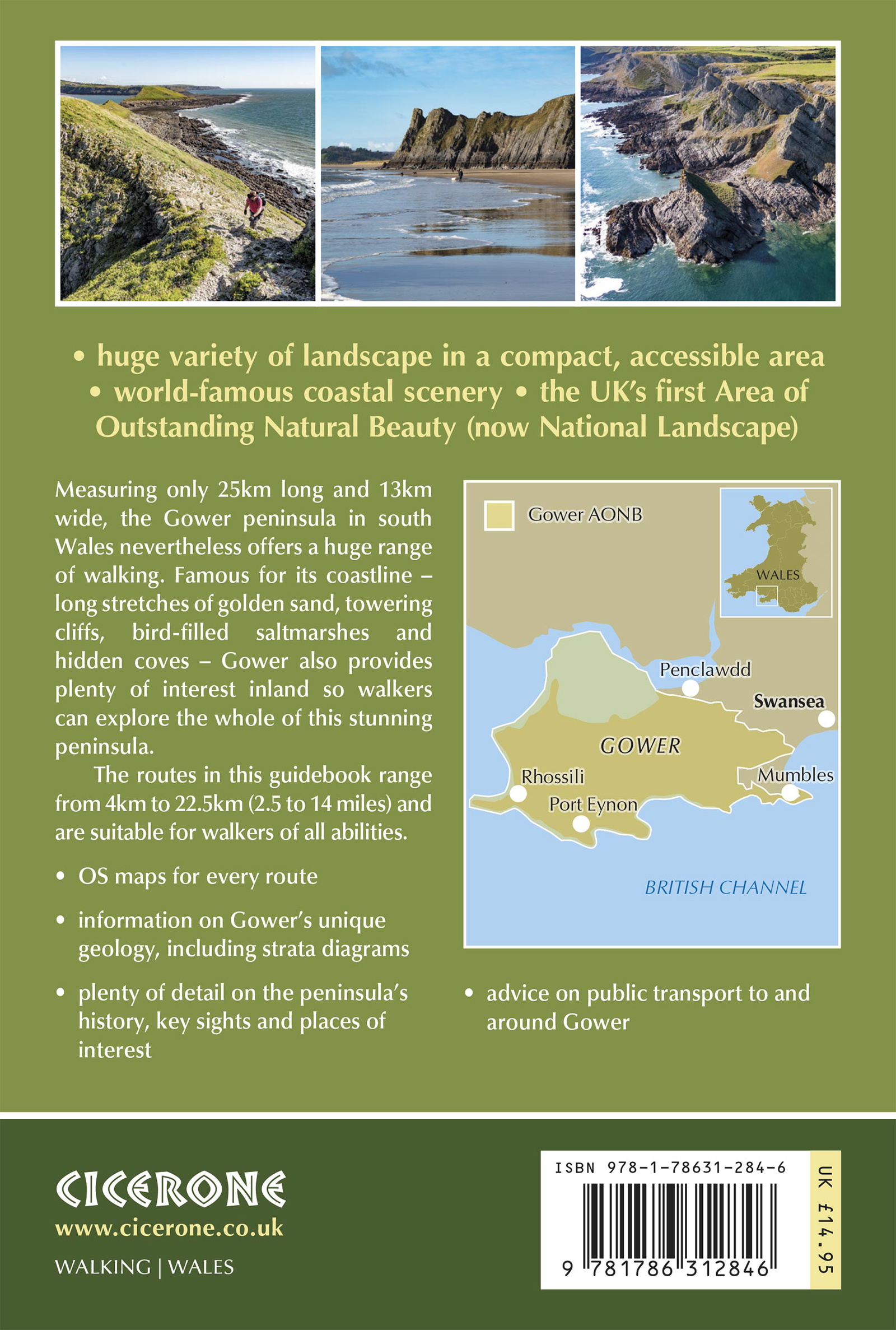 Back cover of Walking in Gower