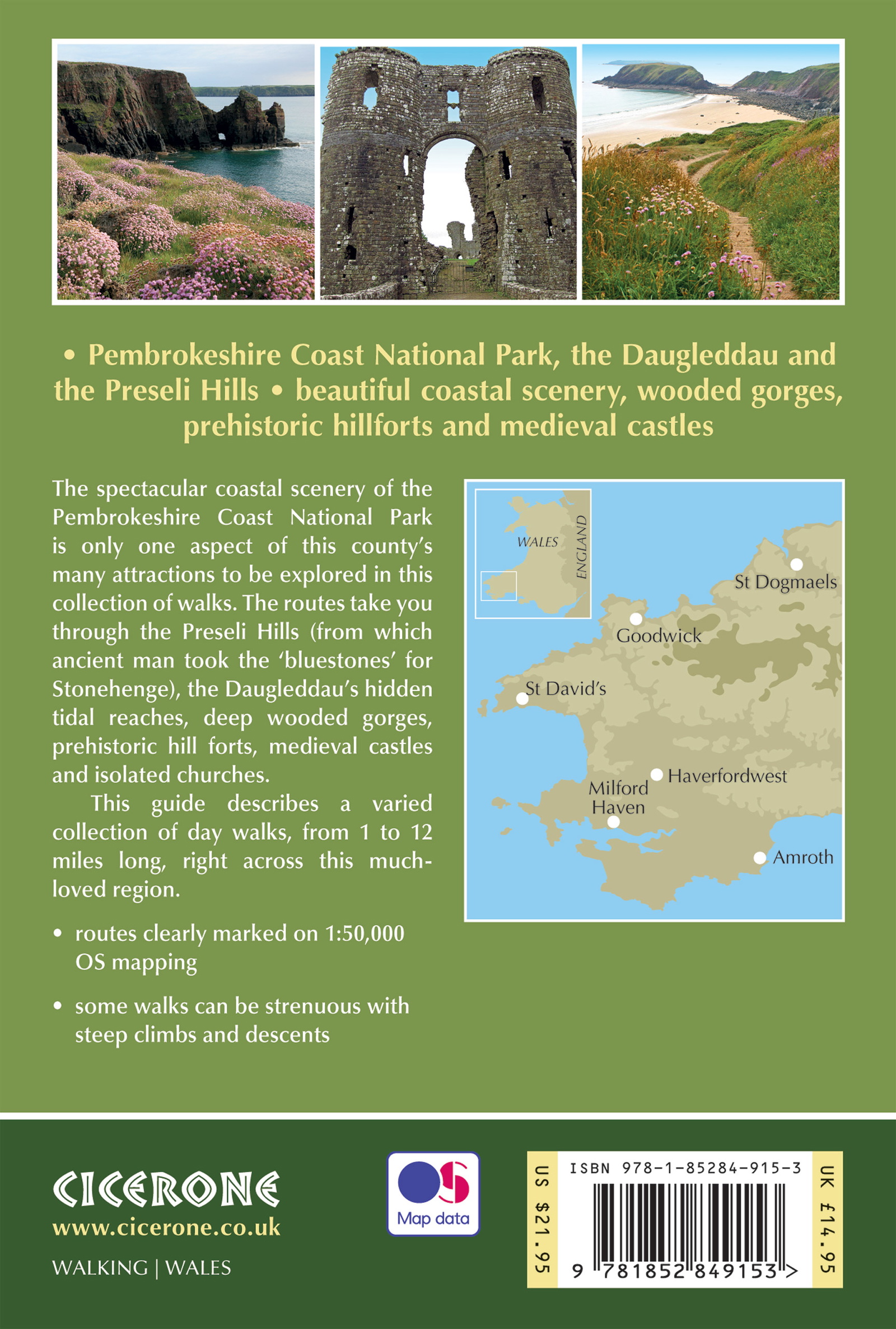 Back cover of Walking in Pembrokeshire