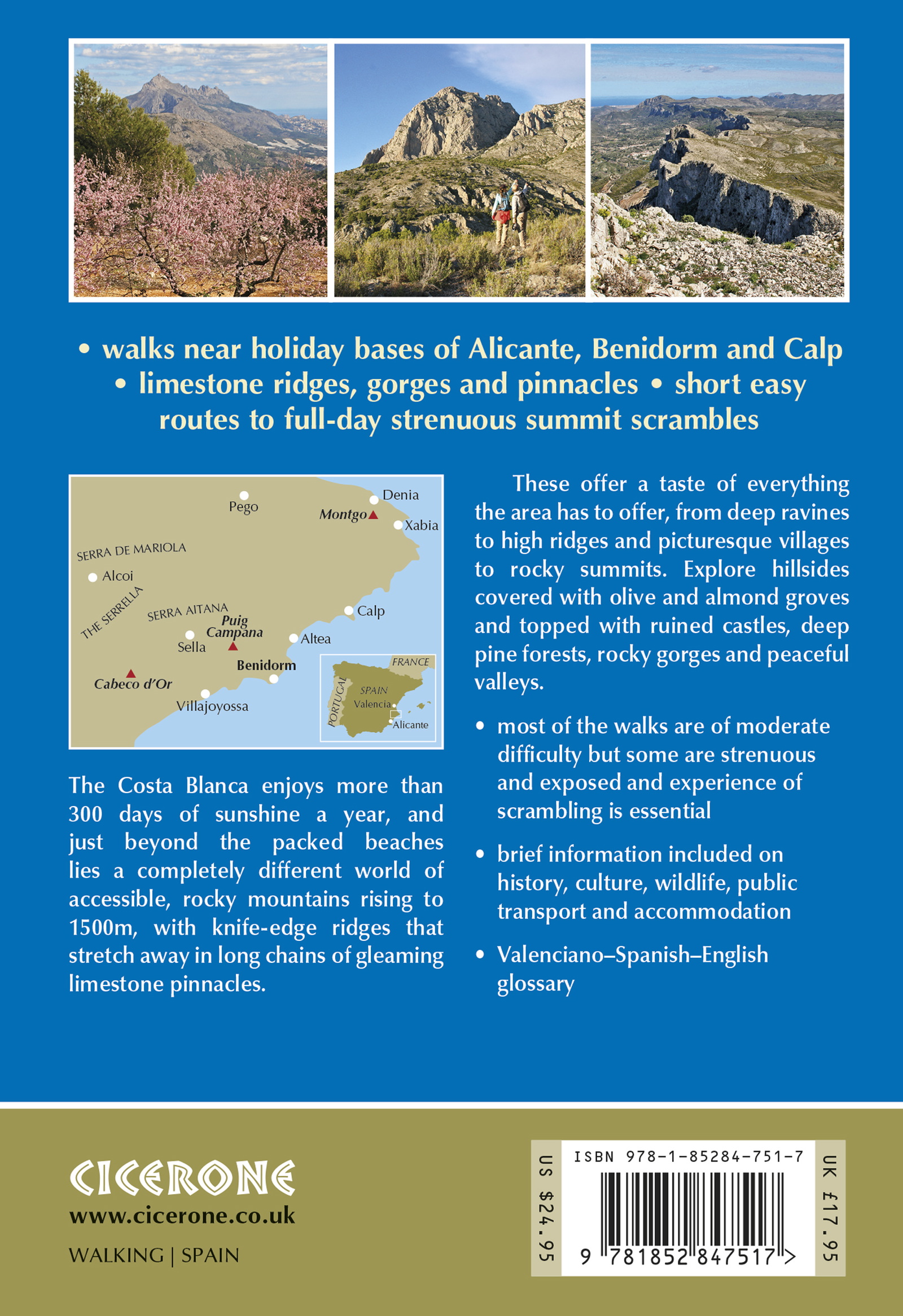 Back cover of Walking on the Costa Blanca