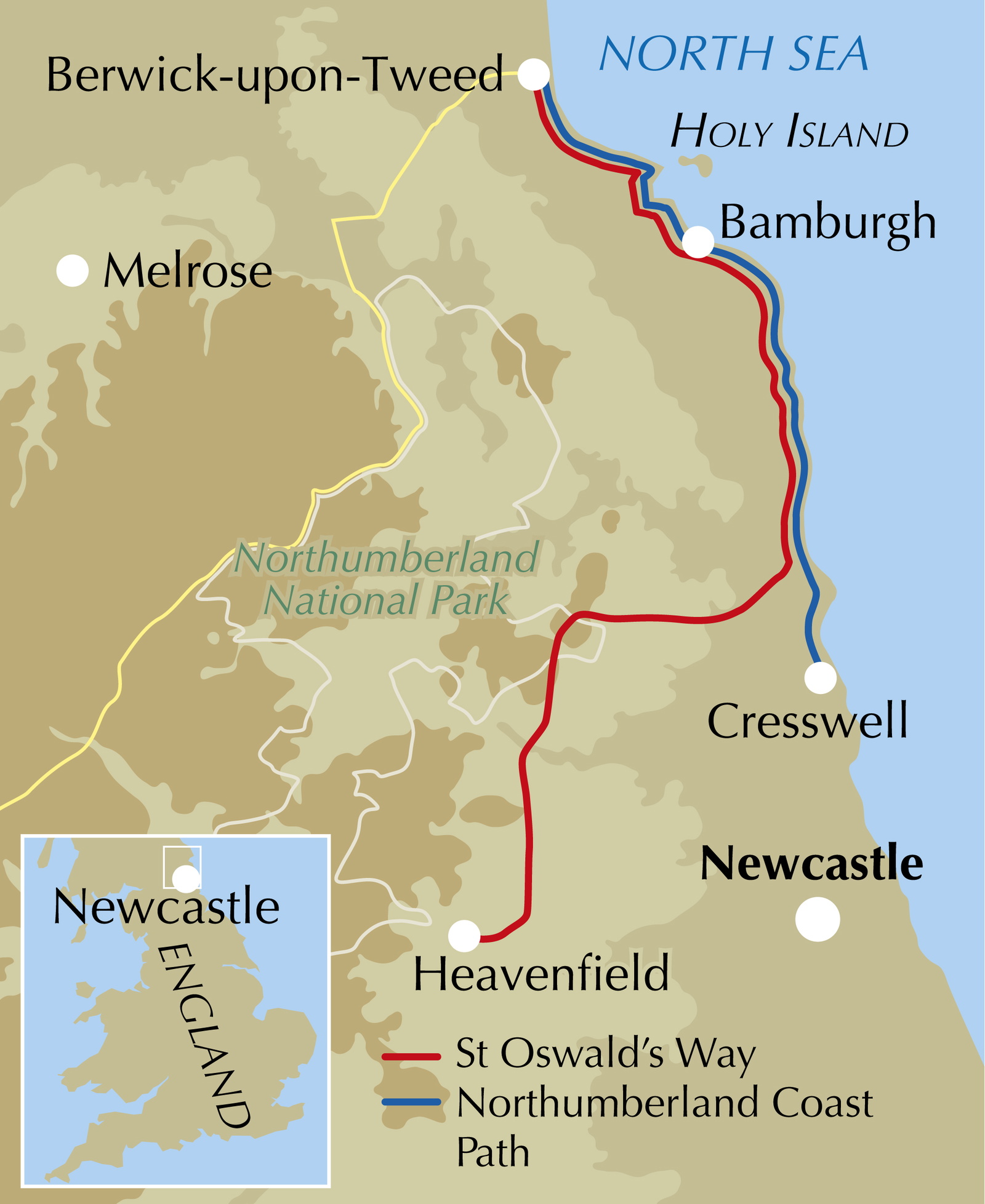 Walking St Oswald's Way and Northumberland Coast Path – bla i boken