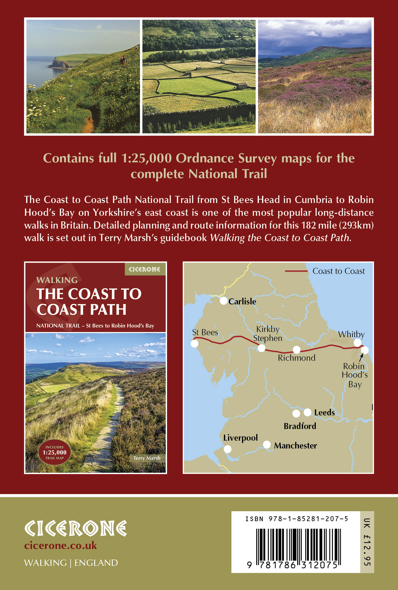 Bakside av Walking the Coast to Coast Path Trail Map