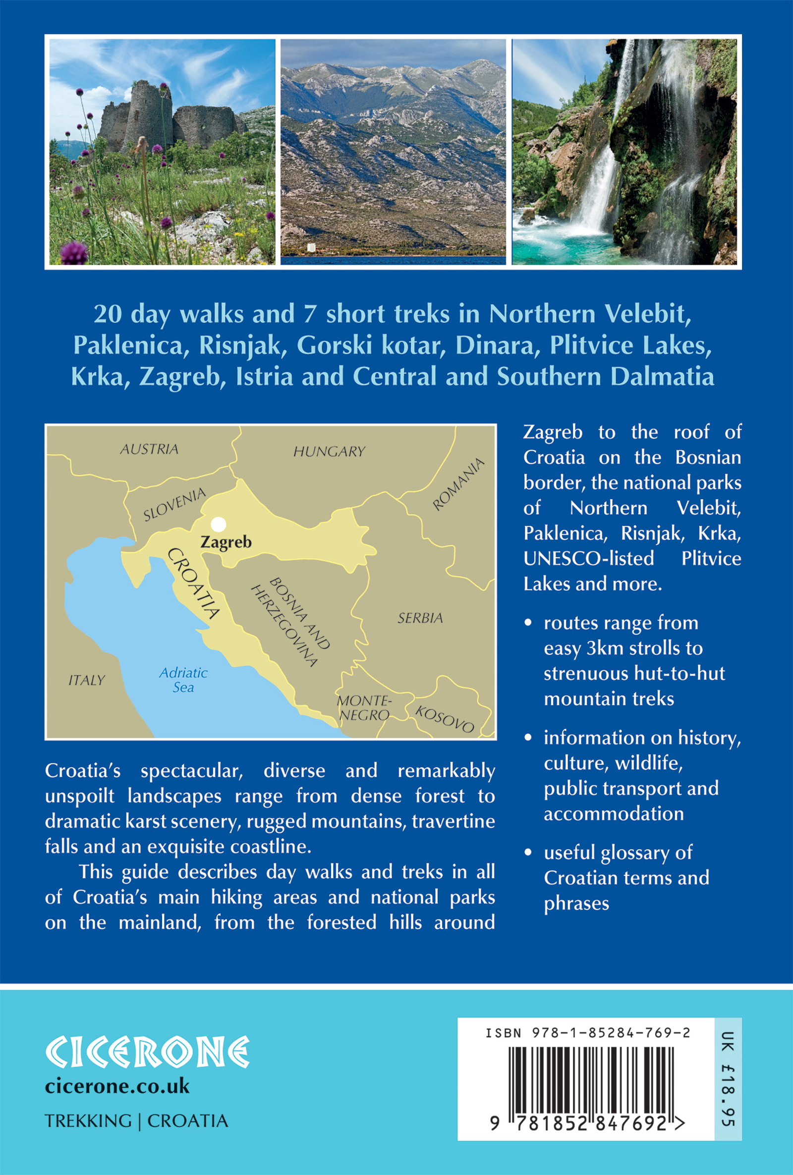Back cover of Walks and Treks in Croatia