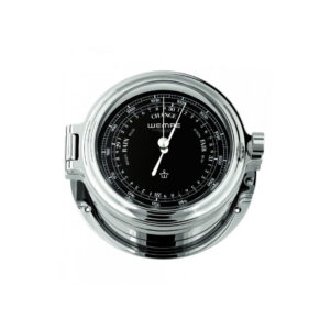 Wempe Regatta barometer 140 mm krom-belagt rustfritt stål svart urskive hPa mmHg.