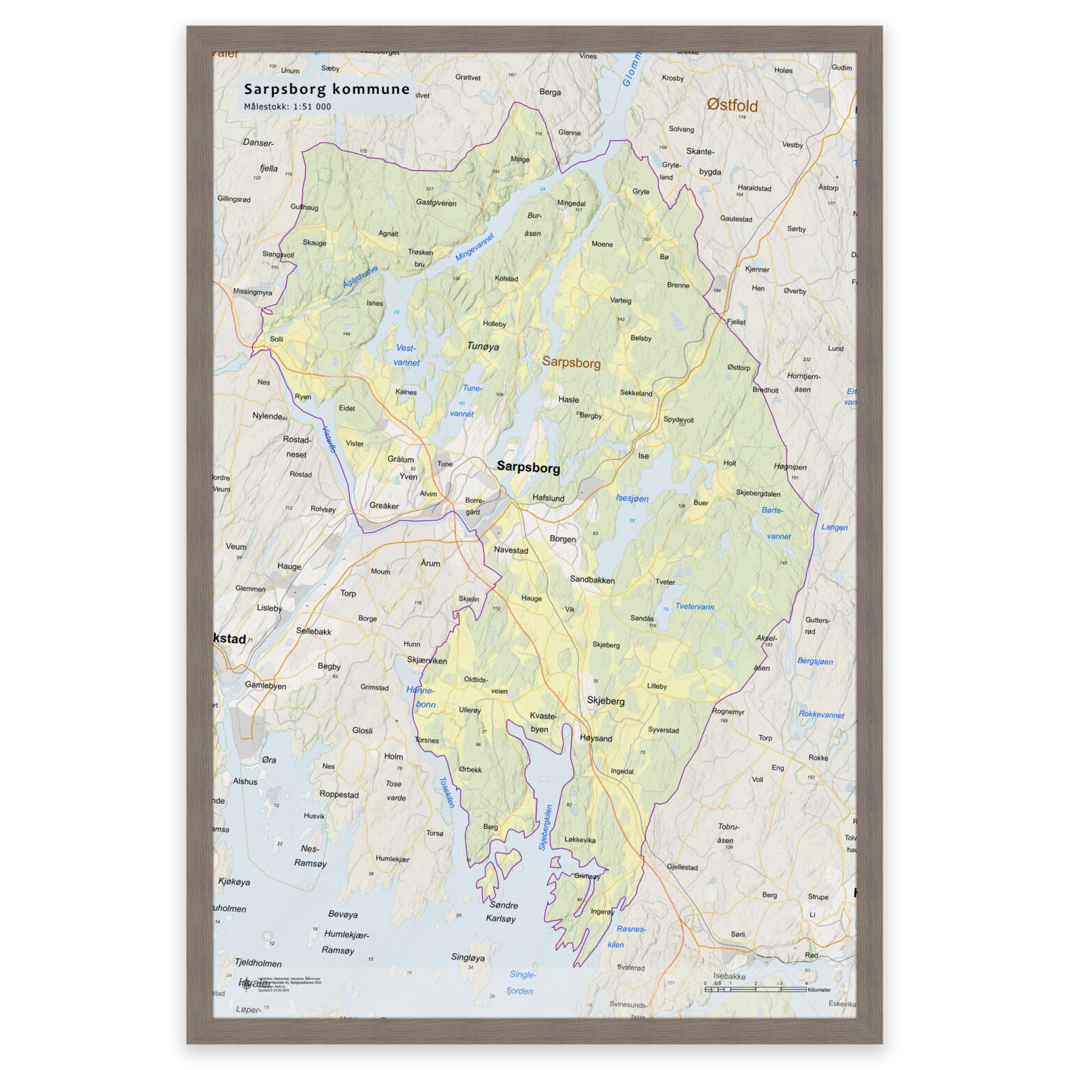 kart-over-sarpsborg-kommune-veggkart-plakat-eller-innrammet
