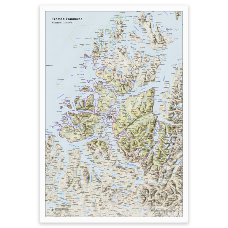 Kart Over Troms Kommune Veggkart Plakat Eller Innrammet kart-over-troms-kommune-veggkart-plakat-eller-innrammet