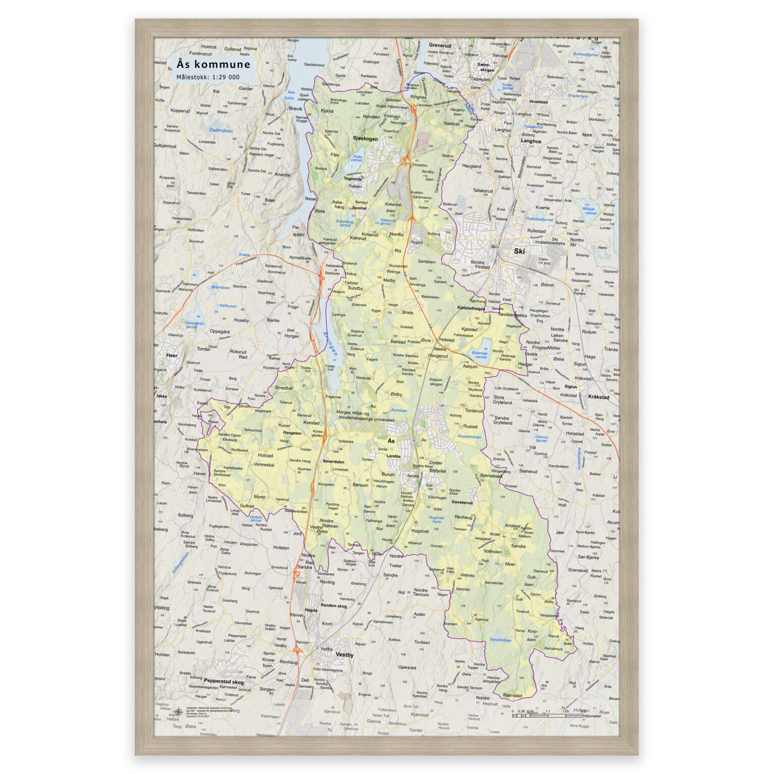 Kart Over s Kommune Veggkart Plakat Eller Innrammet kart-over-s-kommune-veggkart-plakat-eller-innrammet