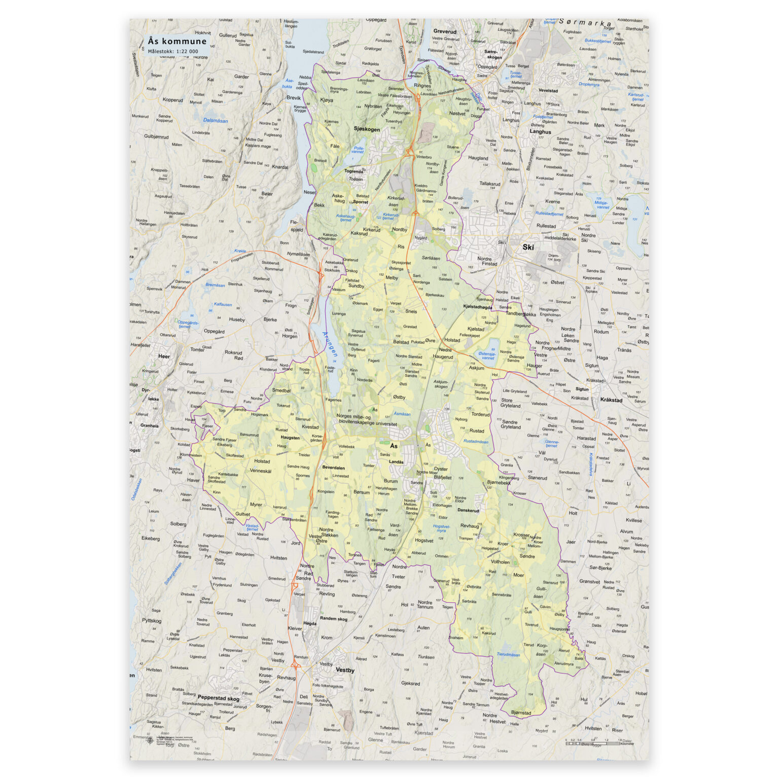 Kart Over s Kommune Veggkart Plakat Eller Innrammet kart-over-s-kommune-veggkart-plakat-eller-innrammet