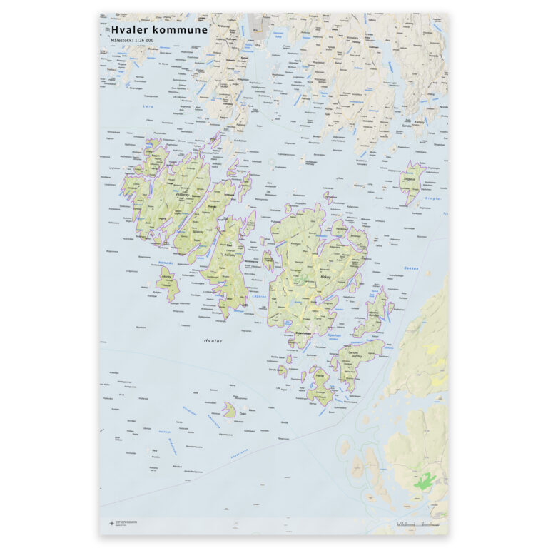 Kart over Hvaler kommune | Veggkart, plakat eller innrammet