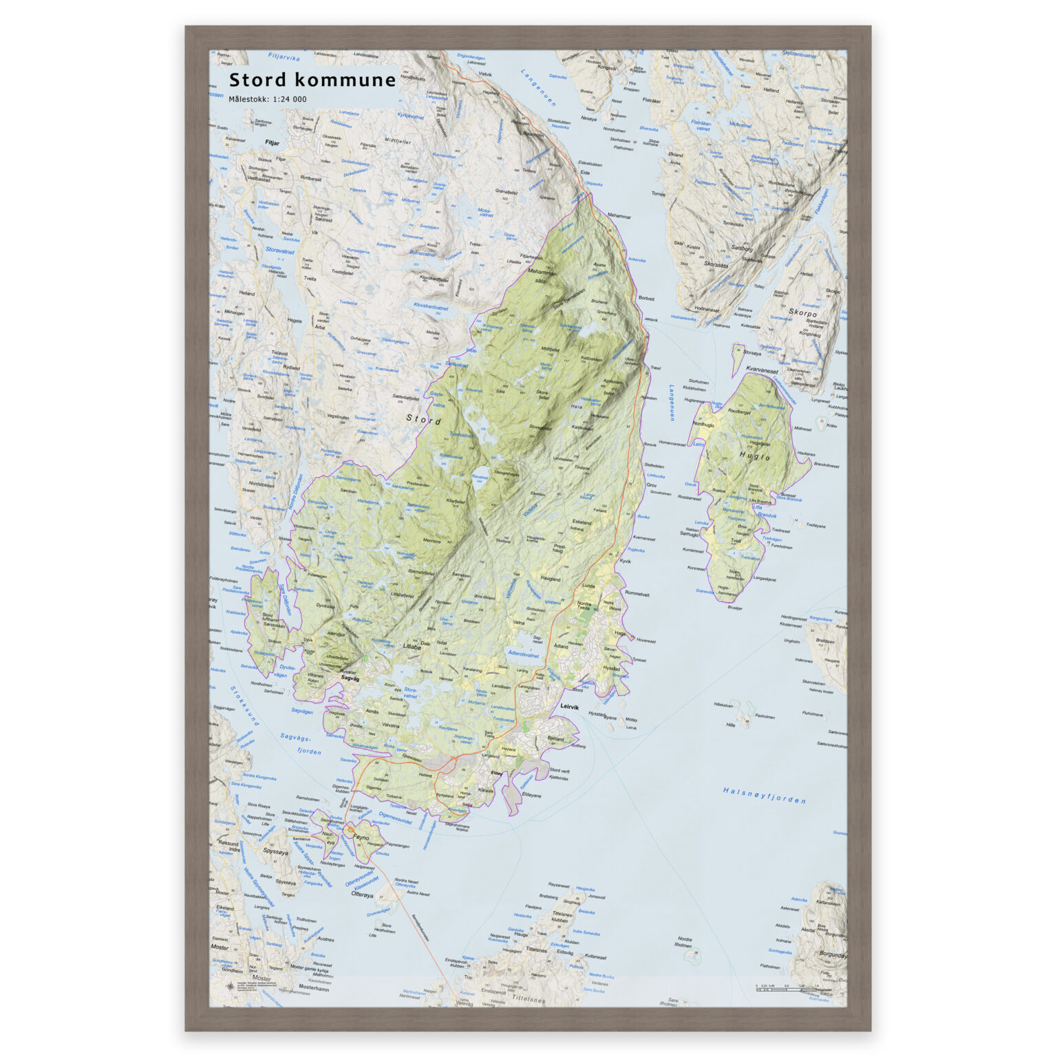 kart-over-stord-kommune-veggkart-plakat-eller-innrammet